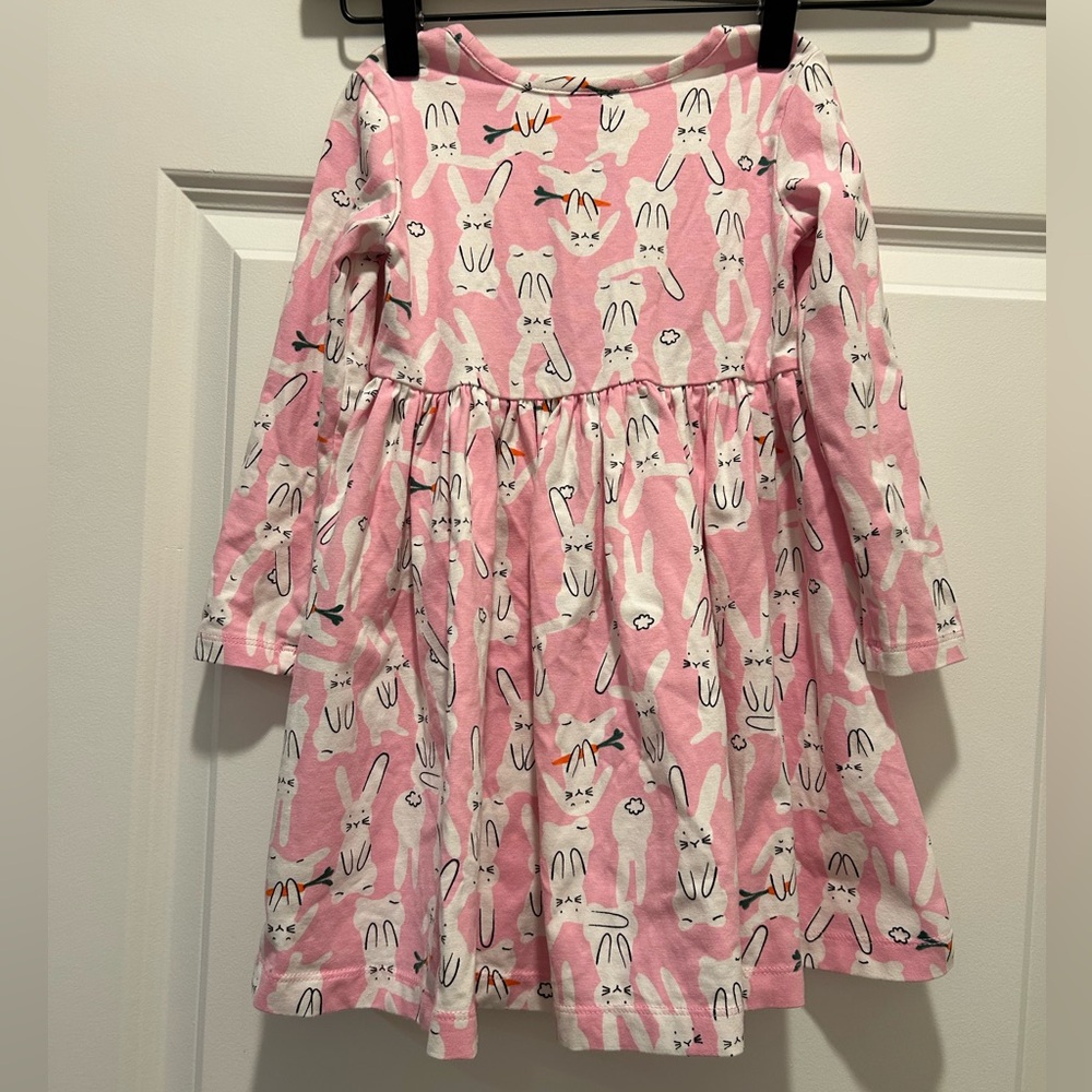 Hanna Andersson Girls Pink Bunny Long Sleeve Twirl Dress 3t - Picture 4 of 5